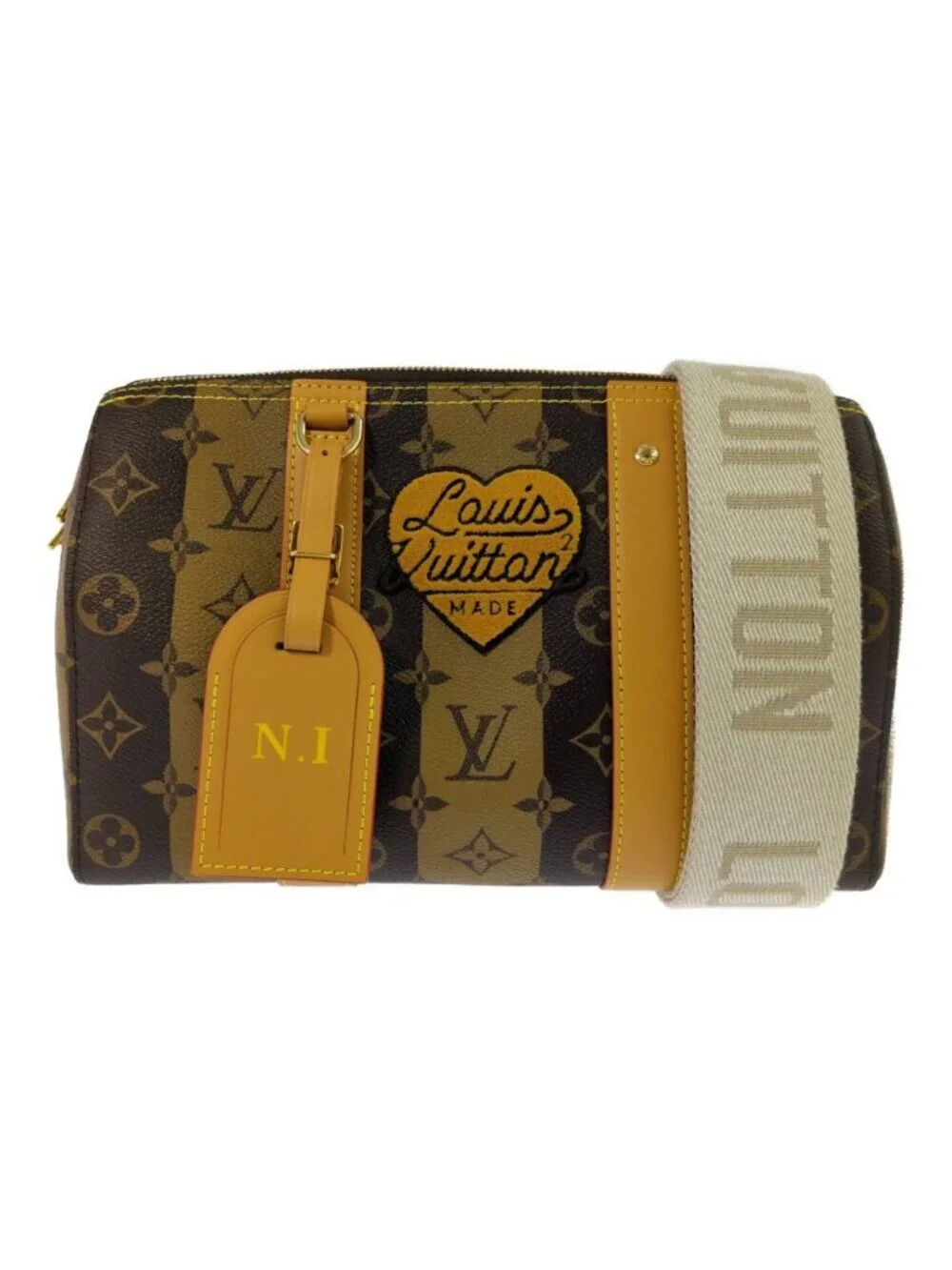 Louis Vuitton Monogram Strap City Keepall LV 2-Way Handbag Brown